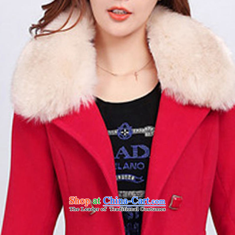 Oehe 2015 autumn and winter new Korean version in the long jacket, Sau San stylish girl video thin lapel long-sleeved red cloak L,oehe,,, gross? Online Shopping