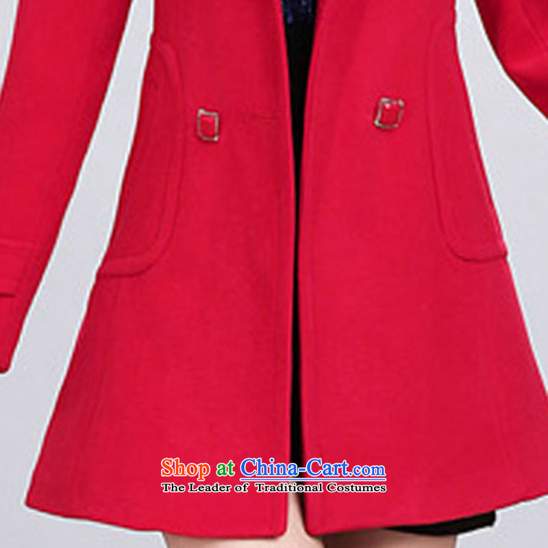 Oehe 2015 autumn and winter new Korean version in the long jacket, Sau San stylish girl video thin lapel long-sleeved red cloak L,oehe,,, gross? Online Shopping