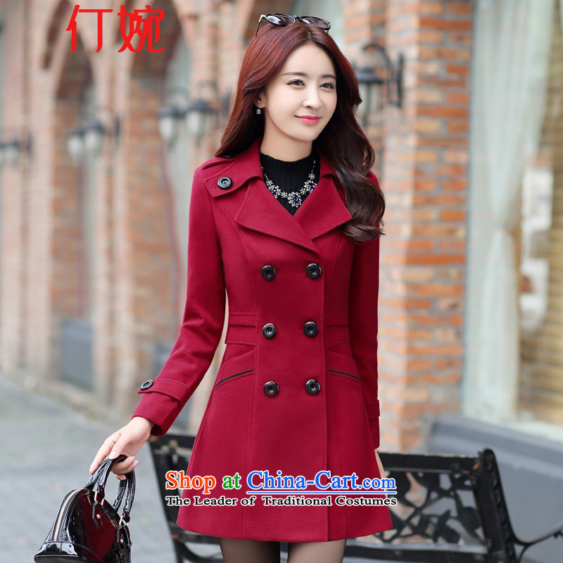 The suspension of 2015 Winter Yuen new Korean female coats of Sau San Mao? graphics in the thin long hair? 5896 jacket chestnut horsesL
