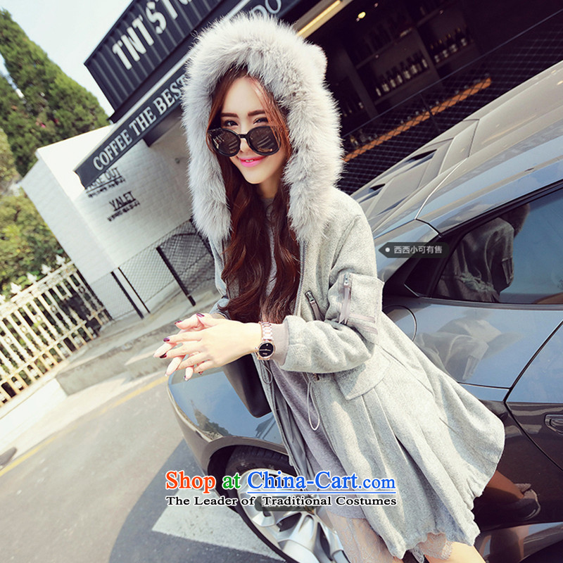 West small new 2015 Fall/Winter Collections in long jacket female Sau San? female wt00180 gross coats  gray M west small shopping on the Internet has been pressed.