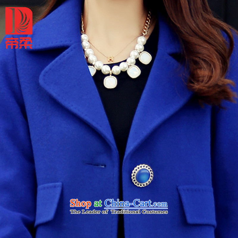 Dili Sophie (DIROU) straight hair? 2015 autumn and winter coats new wool a wool coat-large relaxd the auricle DD625 sapphire blue XXL, Dili Sophie (DIROU) , , , shopping on the Internet