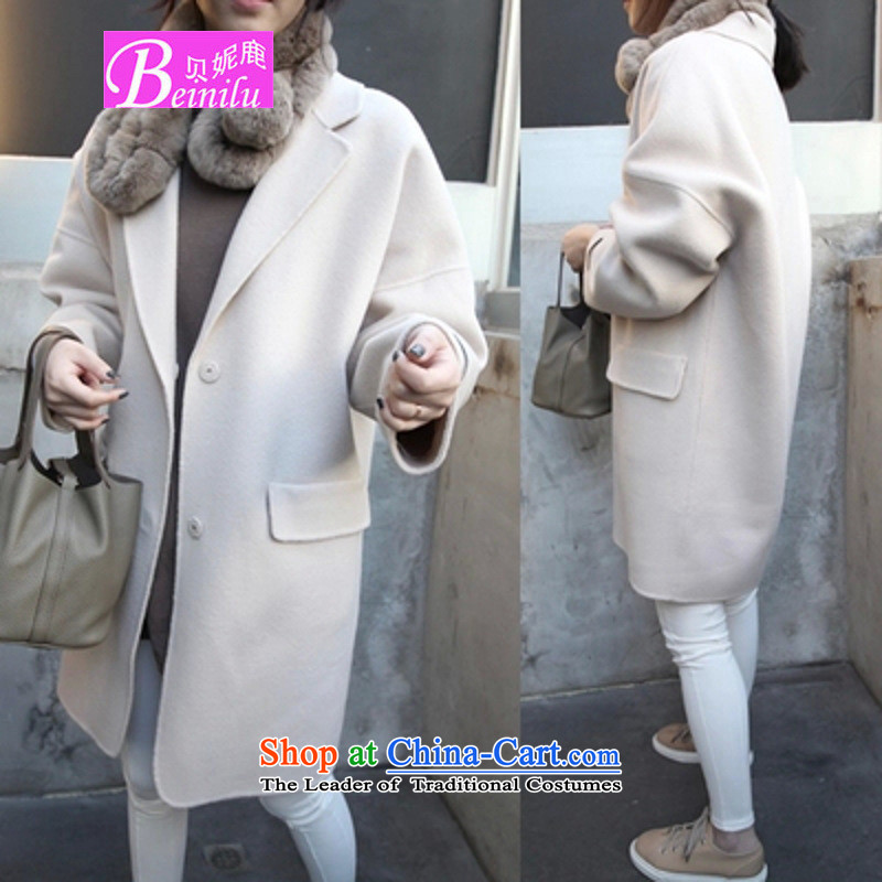 Connie Deer 2015 Autumn Addis Ababa new for women in Korean candy colored long_?? jacket coat gross sub female gray-blueS