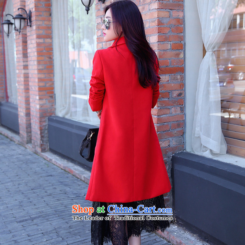Soo-ji- won by 2015 Autumn new product version of the girl who is decorated in coats long hair? coats female latticed 712 red , L, Soo-ji even shopping on the Internet has been pressed.