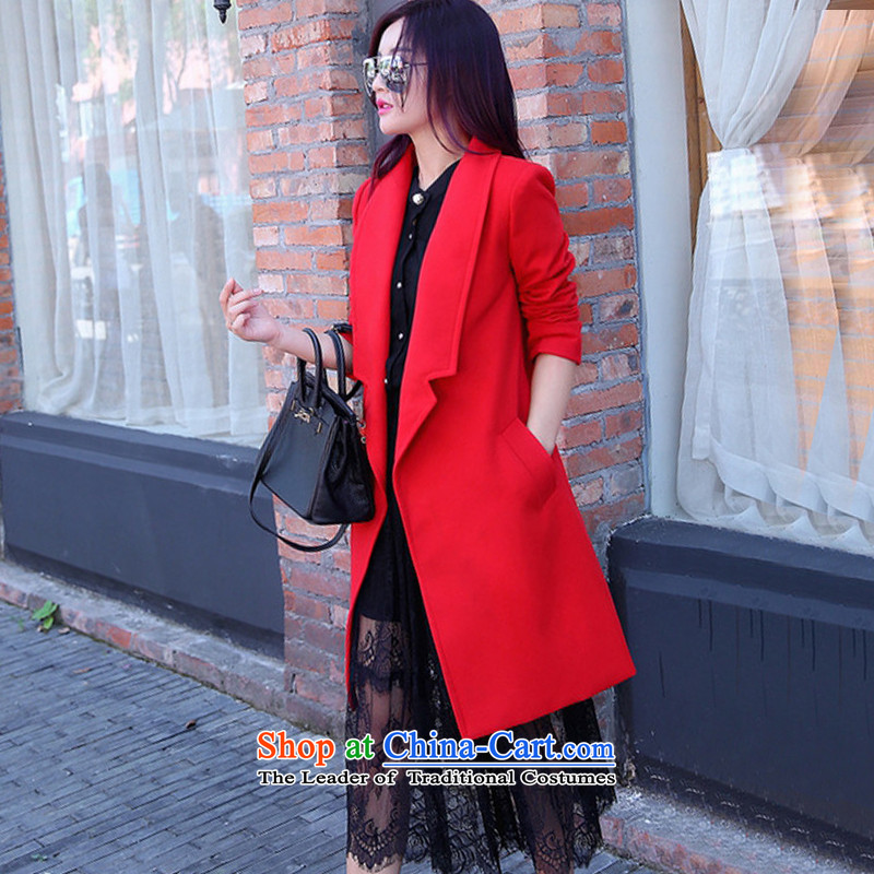 Soo-ji- won by 2015 Autumn new product version of the girl who is decorated in coats long hair? coats female latticed 712 red , L, Soo-ji even shopping on the Internet has been pressed.