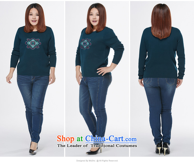 Msshe xl women 2015 new autumn and winter Fat MM jacquard round-neck collar warm sweater pullovers blue 5XL pictures from 8396, prices, brand platters! The elections are supplied in the national character of distribution, so action, buy now enjoy more preferential! As soon as possible.
