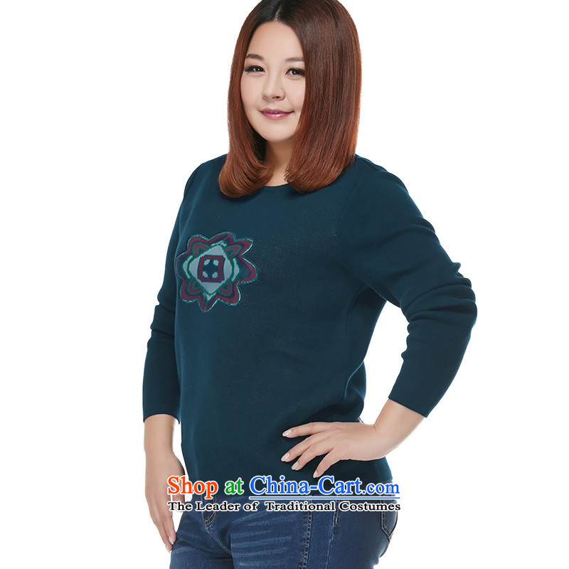 Msshe xl women 2015 new autumn and winter Fat MM jacquard round-neck collar warm sweater pullovers blue 5XL, from 8396 the Susan Carroll, poetry Yee (MSSHE),,, shopping on the Internet
