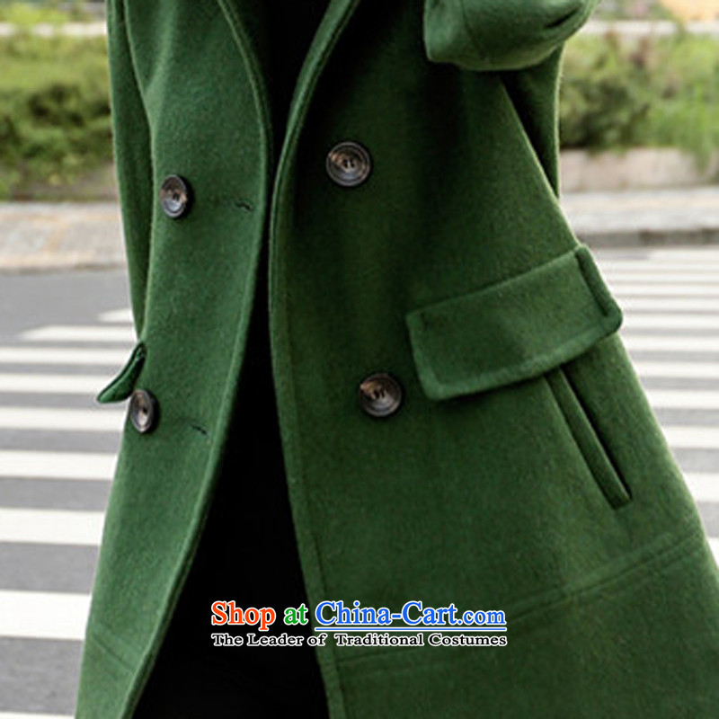 Vera wind 2015 autumn and winter new Korean trendy code women lapel a wool coat in the long hair of Sau San? jacket female green XXL, Vera winds (W-LAFONT) , , , shopping on the Internet