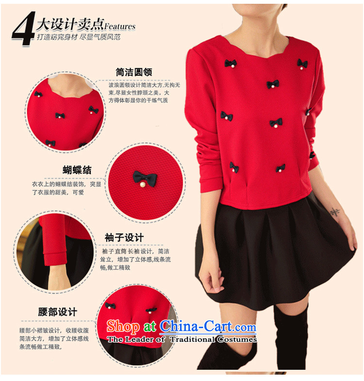 Xiang Jiang 2015 Autumn 200 catties fatsos loose video thin to xl women's long-sleeved shirt, forming the pearl of the nails shirt dresses Kit 6853 red T-shirt + black skirt larger picture, prices, 4XL brand platters! The elections are supplied in the national character of distribution, so action, buy now enjoy more preferential! As soon as possible.
