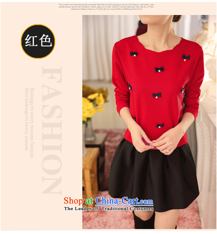 Xiang Jiang 2015 Autumn 200 catties fatsos loose video thin to xl women's long-sleeved shirt, forming the pearl of the nails shirt dresses Kit 6853 red T-shirt + black skirt larger picture, prices, 4XL brand platters! The elections are supplied in the national character of distribution, so action, buy now enjoy more preferential! As soon as possible.