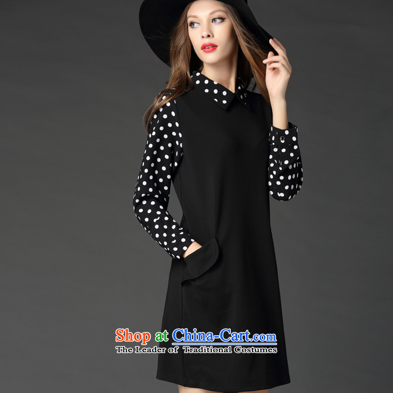 Overgrown Tomb economy honey silk extra load women fall thick mm wave point stitching leave two long-sleeved dresses 253.3 Black Large Code 200, about 5XL Overgrown Tomb Economy (MENTIMISI honey) , , , shopping on the Internet