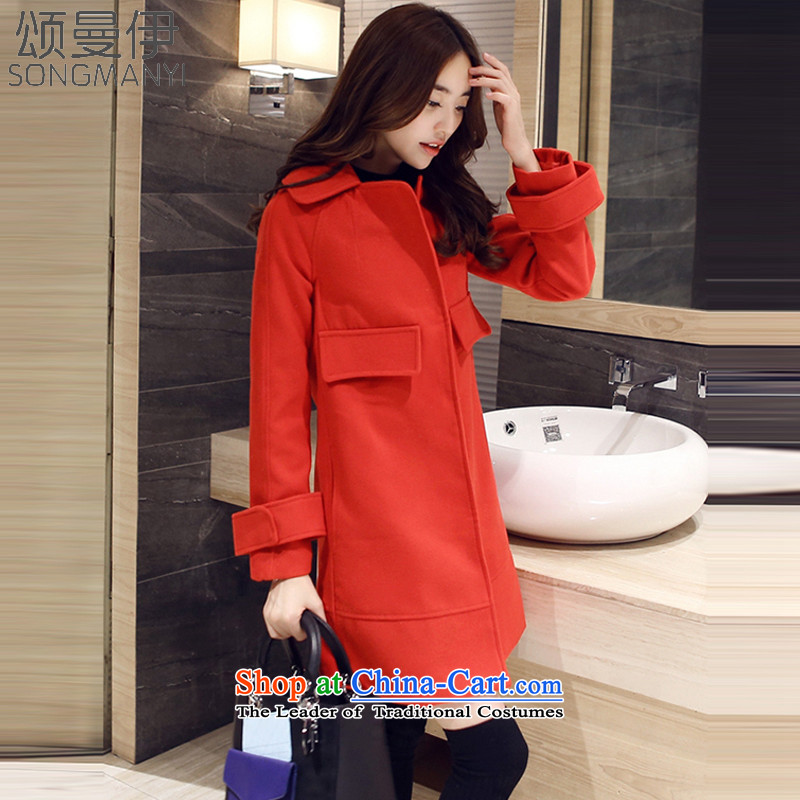 Chung Cayman El 2015 autumn and winter new two-sided gross? long coats)? 5519 sub-jacket female Red M ode to opium poppy Cayman El , , , shopping on the Internet