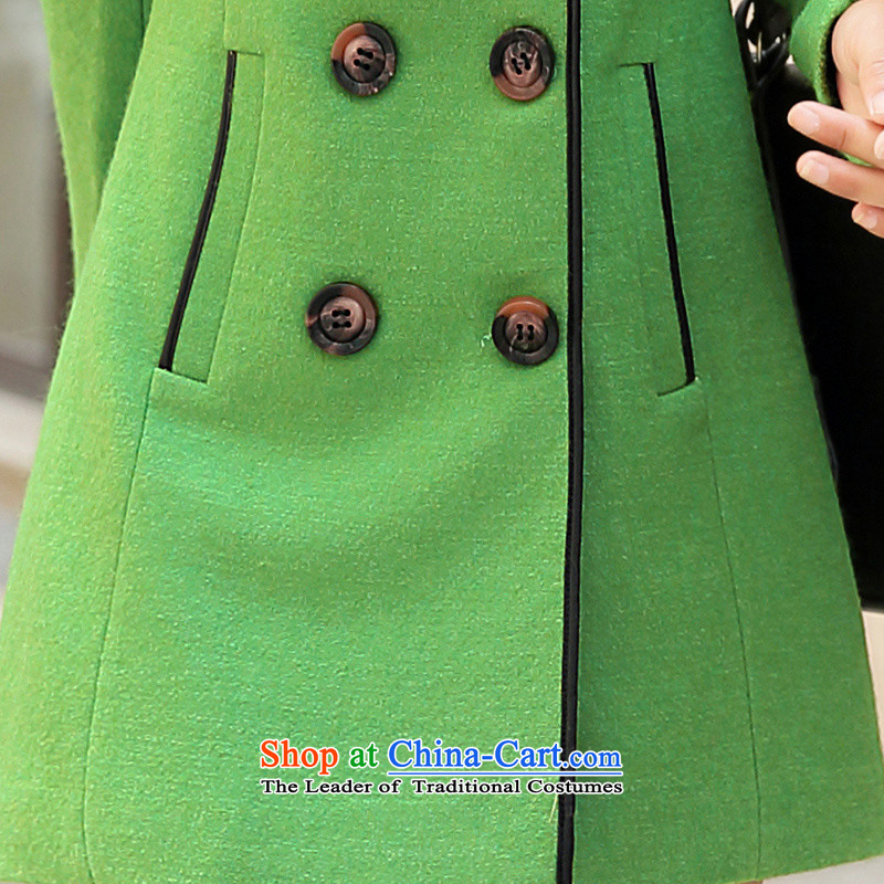 2015 Autumn and winter new Korean Modern graphics thin Western Wind, double-wild in the lapel long coats gross? Wind Jacket female green XL, maple-ling (fengzhiling) of , , , shopping on the Internet