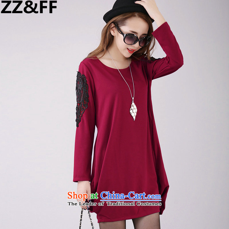 2015 mm thick relaxd Zz&ff video thin lanterns skirt threw large load autumn women's dresses wine red XXXXL,ZZ&FF,,, shopping on the Internet