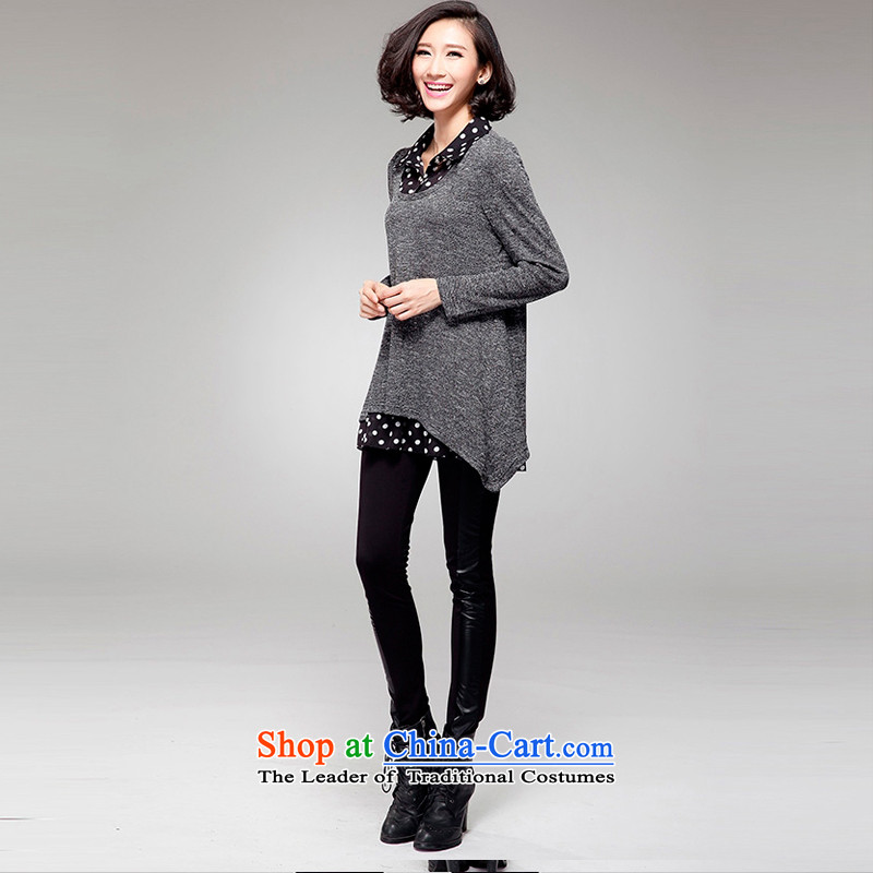 2015 new large Zz&ff Code women thick mm thick sister Korea Load Fall edition leave two long-sleeved Pullover knitwear T-shirt XXXXXL Gray Photo, prices, brand platters! The elections are supplied in the national character of distribution, so action, buy now enjoy more preferential! As soon as possible.