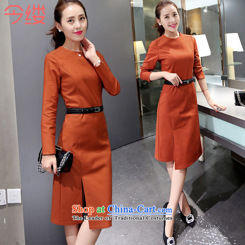 This autumn 2015, large courage, women's temperament video thin long-sleeved package and dresses 8816 Orange (sent) XL, this month lap , , , shopping on the Internet
