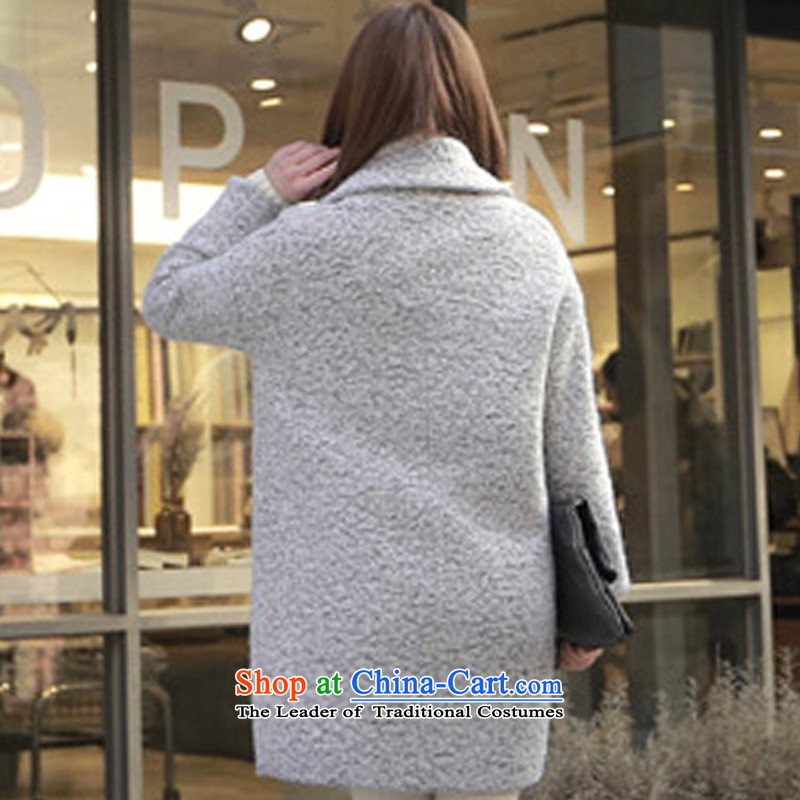 Keini Gloria female hair? 2015 autumn and winter coats the new Korean college wind in stylish long loose a wool coat gray S KEINI KAINILAI () , , , shopping on the Internet