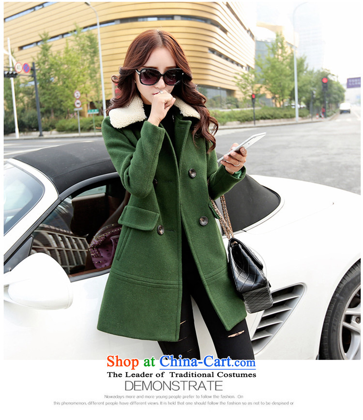 The law was in Dili Qi 2015 autumn and winter new Korean thick Lamb Wool reverse collar double-jacket loose video gross? thin, long (A type a wool coat female green XXL picture, prices, brand platters! The elections are supplied in the national character of distribution, so action, buy now enjoy more preferential! As soon as possible.