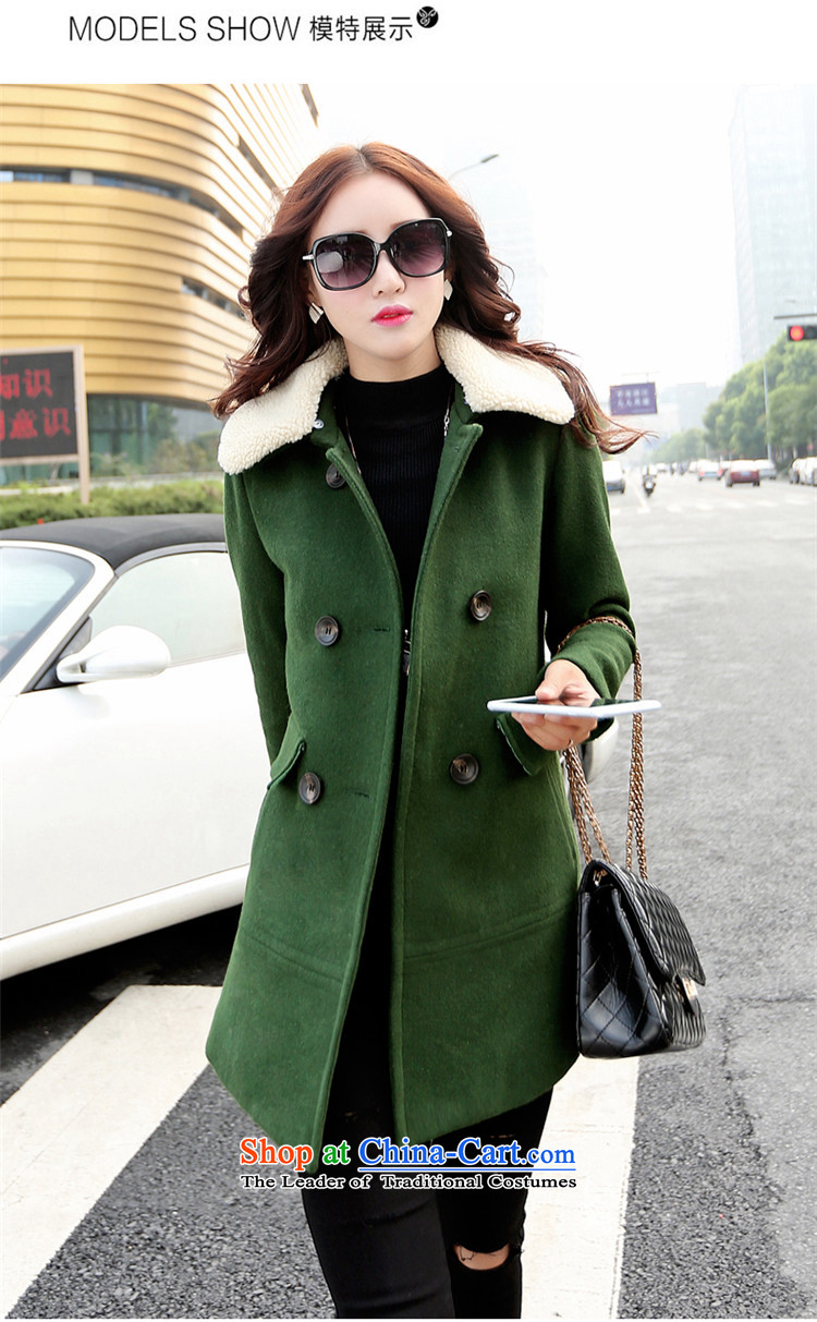 The law was in Dili Qi 2015 autumn and winter new Korean thick Lamb Wool reverse collar double-jacket loose video gross? thin, long (A type a wool coat female green XXL picture, prices, brand platters! The elections are supplied in the national character of distribution, so action, buy now enjoy more preferential! As soon as possible.