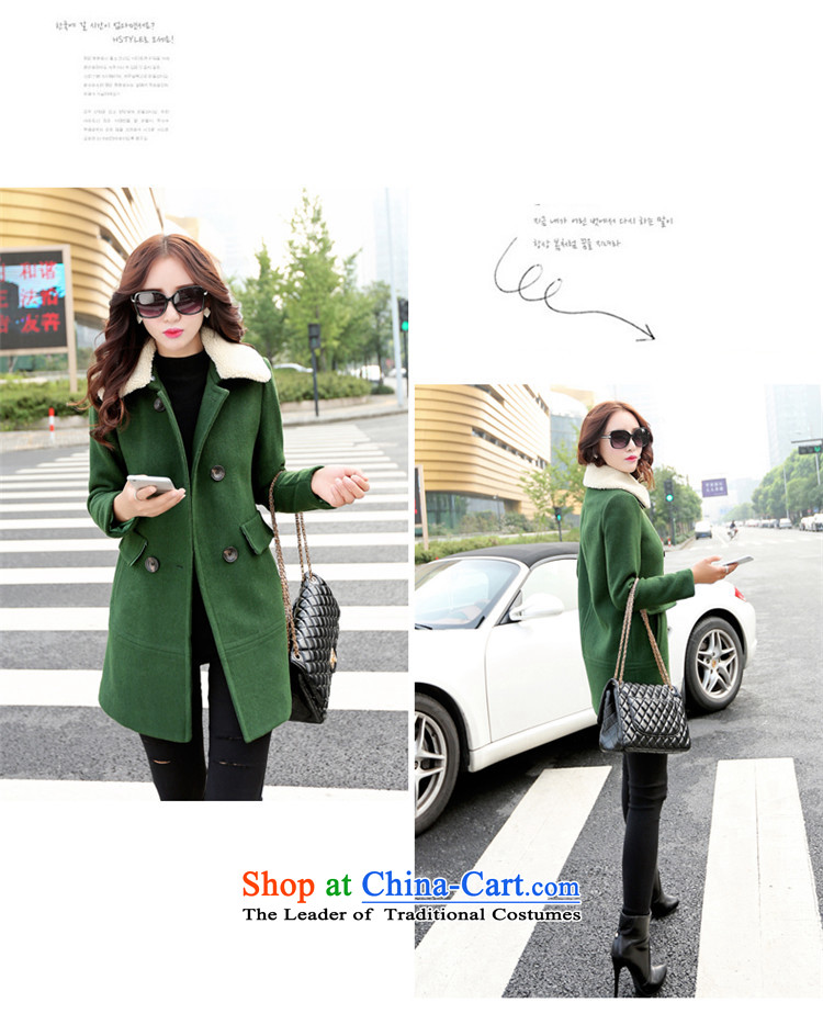 The law was in Dili Qi 2015 autumn and winter new Korean thick Lamb Wool reverse collar double-jacket loose video gross? thin, long (A type a wool coat female green XXL picture, prices, brand platters! The elections are supplied in the national character of distribution, so action, buy now enjoy more preferential! As soon as possible.