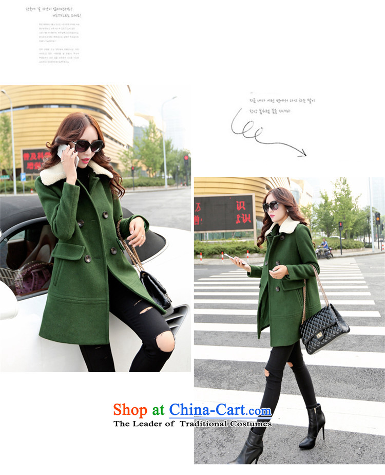 The law was in Dili Qi 2015 autumn and winter new Korean thick Lamb Wool reverse collar double-jacket loose video gross? thin, long (A type a wool coat female green XXL picture, prices, brand platters! The elections are supplied in the national character of distribution, so action, buy now enjoy more preferential! As soon as possible.