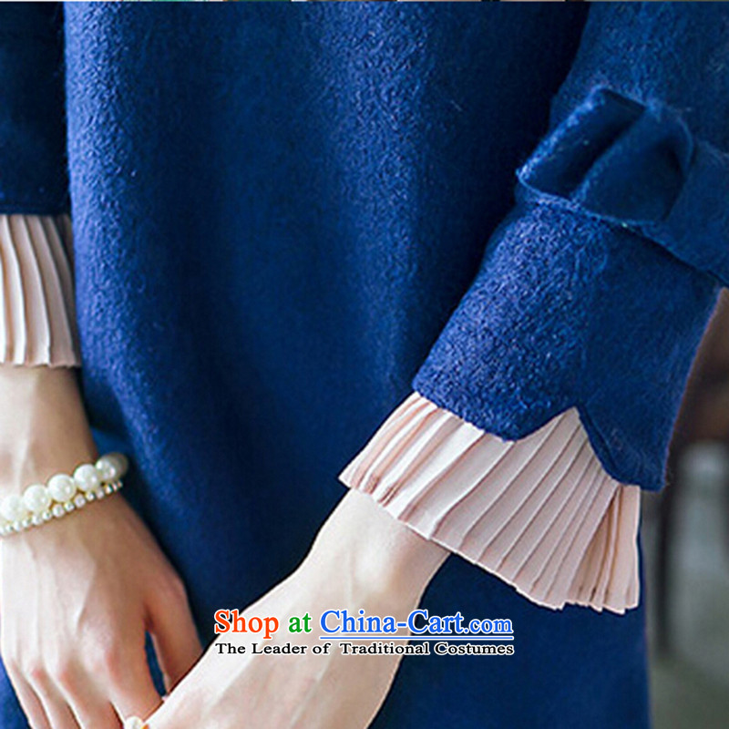 Mr ring bites 2015 autumn and winter new Korean fake two gross dresses? thick plus hypertrophy code women autumn 1208 Blue XL, Mr Ding ring shopping on the Internet has been pressed.