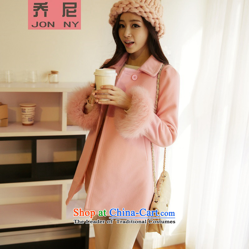 2015 Autumn and winter girls sweet preppy a wool coat female Korean students in the thick long wool coat pink? Really Gross Gross S cioni cuffs (NY) JON shopping on the Internet has been pressed.