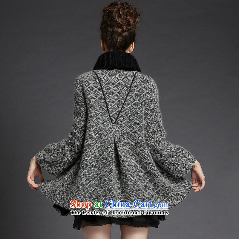 2015 Autumn and winter sea from the new Europe and the larger women's temperament thick sister jacket A typeface loose grating wool coat female G286? gray M Sea wing (seaying) , , , shopping on the Internet
