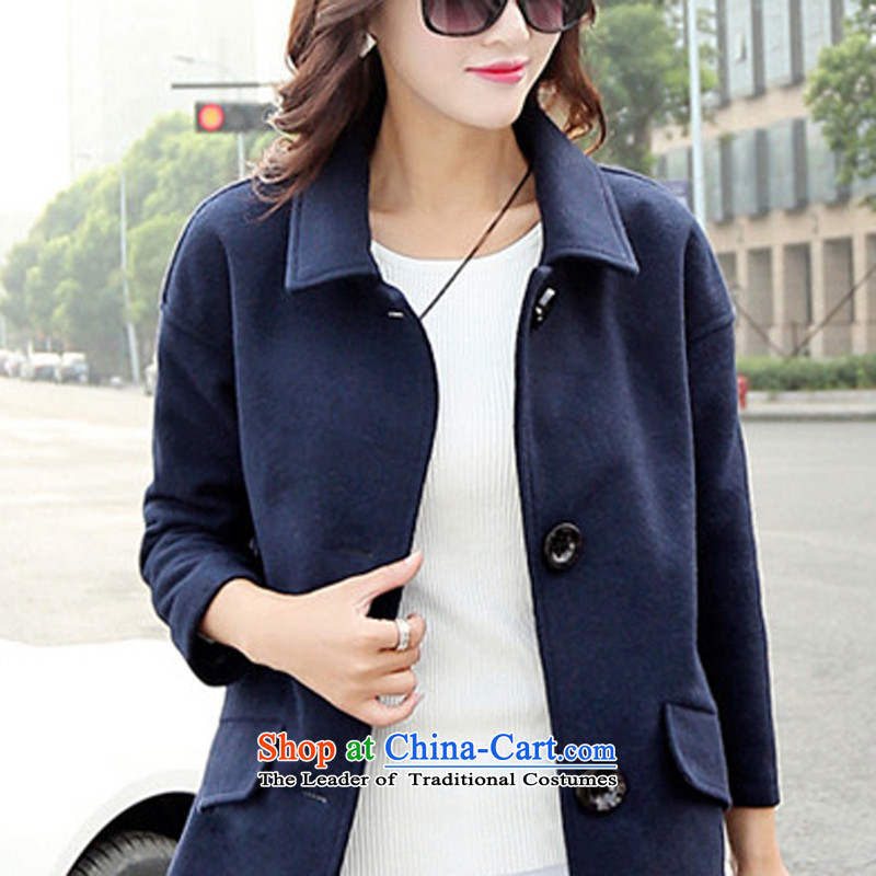 Vera wind 2015 autumn and winter large new women's gross girls jacket? Long Korean single row detained?   sub-coats female navy , L, Vera winds (W-LAFONT) , , , shopping on the Internet