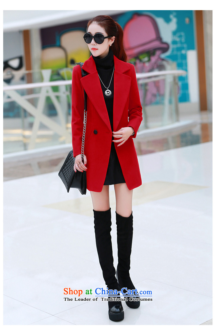 Alec Su silk rain jacket female 2015 gross? autumn and winter new Korean Sau San video thin coat women's temperament, long, stylish lapel a wool coat red XL Photo, prices, brand platters! The elections are supplied in the national character of distribution, so action, buy now enjoy more preferential! As soon as possible.