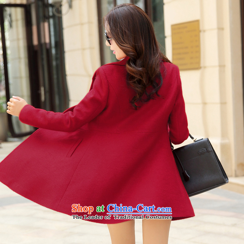 Love is the 2015 autumn and winter Gigi Lai new ladies hair? Jacket Korean modern long-sleeved double-elegant graphics in temperament thin long hair? overcoat female love for large red M, Gigi Lai (AIQIAOZI) , , , shopping on the Internet