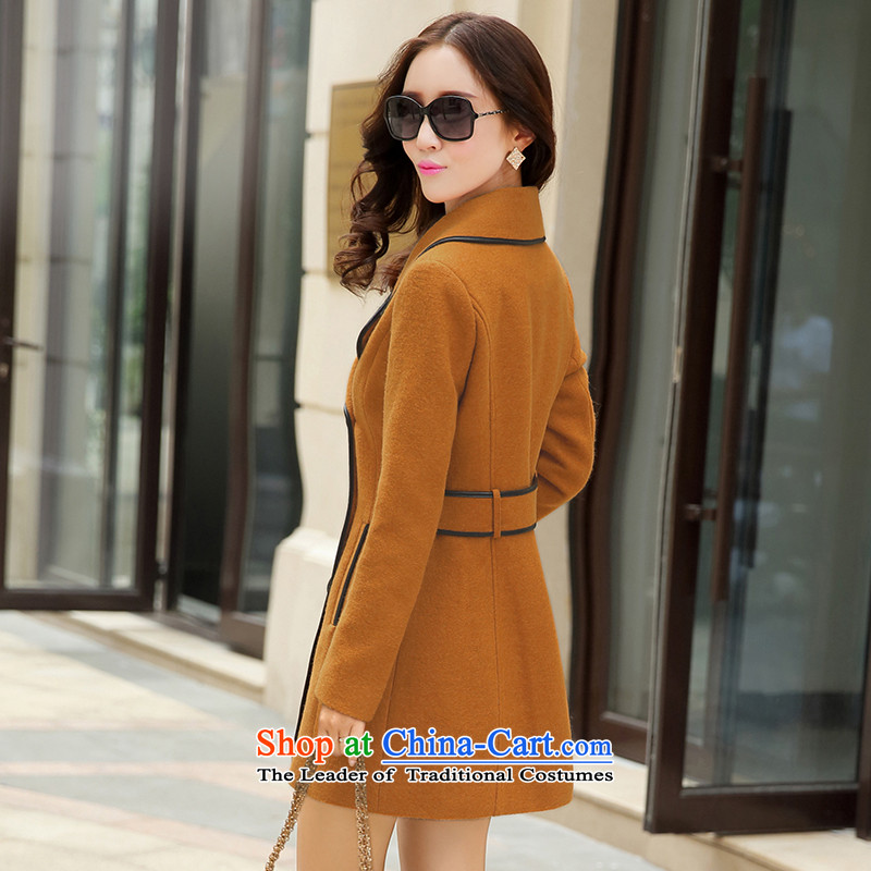 Love is the 2015 autumn and winter Gigi Lai new ladies hair? Jacket Korean modern long-sleeved double-elegant graphics in temperament thin long hair? overcoat female orange , L, love for the postures (AIQIAOZI) , , , shopping on the Internet
