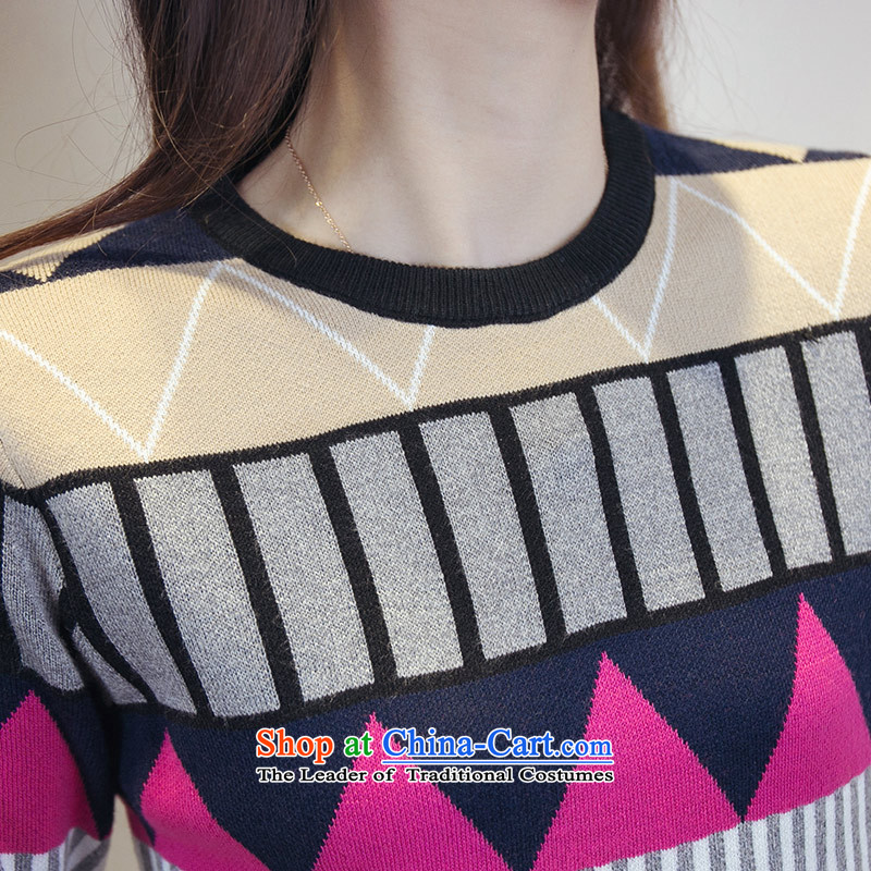 The first declared as thick mm sweater autumn add fertilizer xl female Korean version of thin long-sleeved shirt Knitted Shirt D6222 ./ 150 - 160131 3XL suit around 922.747, purple long declared shopping on the Internet has been pressed.