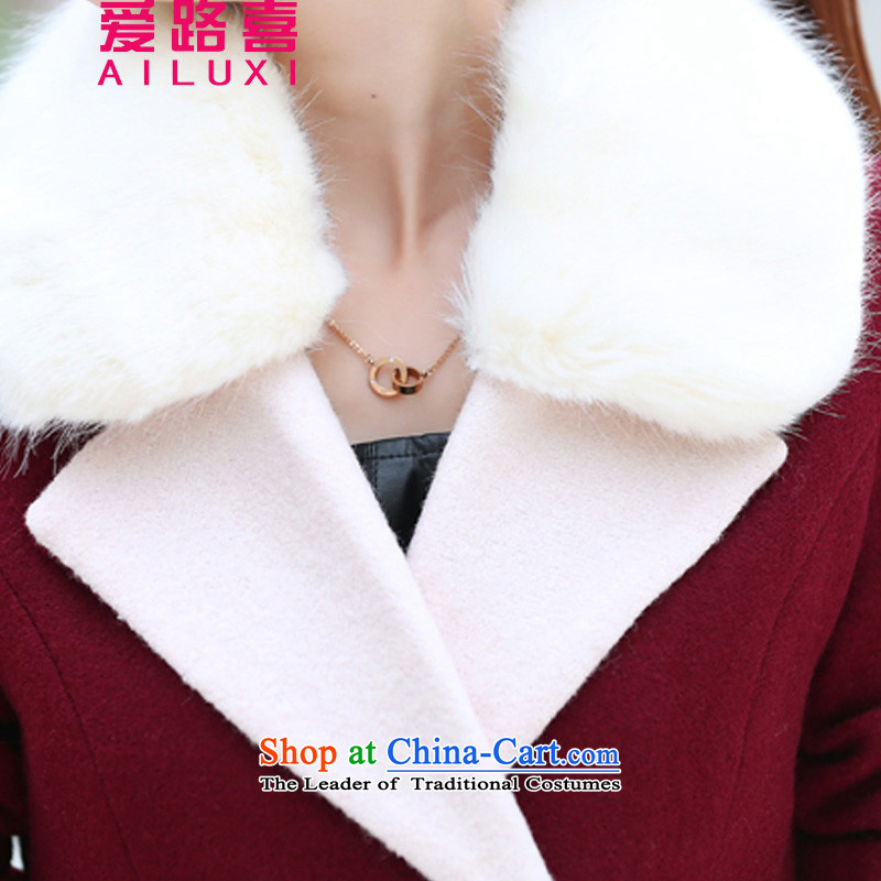 Love road-HI 2015 Autumn new stylish coat suits for gross? long-sleeved gross for the plane collision, under the rules of the color is not Korean Sau San video thin elegance. Long Female wine red , L, love road-hee (AILUXI) , , , shopping on the Internet