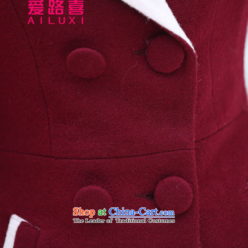 Love road-HI 2015 Autumn new stylish coat suits for gross? long-sleeved gross for the plane collision, under the rules of the color is not Korean Sau San video thin elegance. Long Female wine red , L, love road-hee (AILUXI) , , , shopping on the Internet