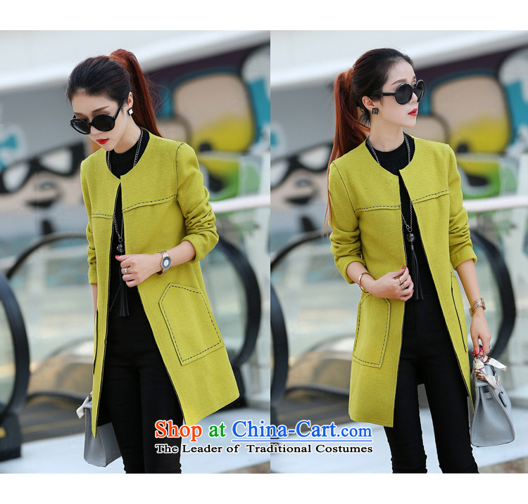 Love road-HI 2015 Autumn new stylish gross? round-neck collar coats long-sleeved solid color minimalist Korean Sau San video thin temperament wild in long elegant fresh female green XL Photo, prices, brand platters! The elections are supplied in the national character of distribution, so action, buy now enjoy more preferential! As soon as possible.