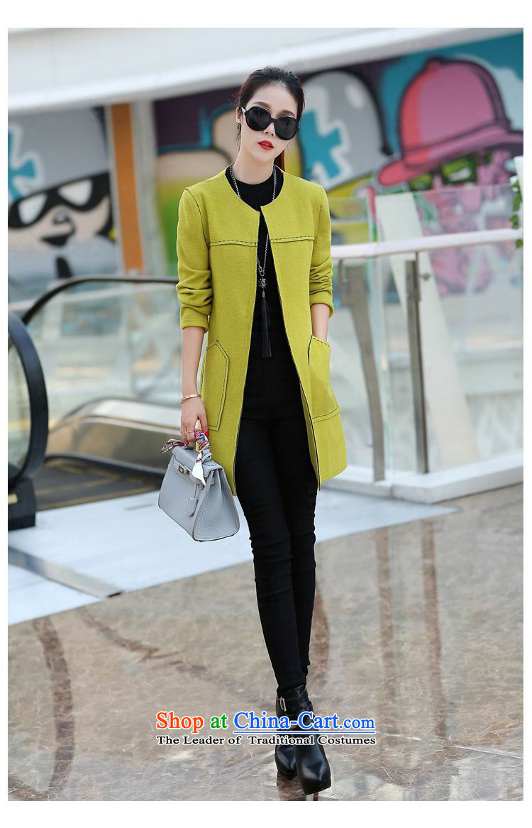 Love road-HI 2015 Autumn new stylish gross? round-neck collar coats long-sleeved solid color minimalist Korean Sau San video thin temperament wild in long elegant fresh female green XL Photo, prices, brand platters! The elections are supplied in the national character of distribution, so action, buy now enjoy more preferential! As soon as possible.