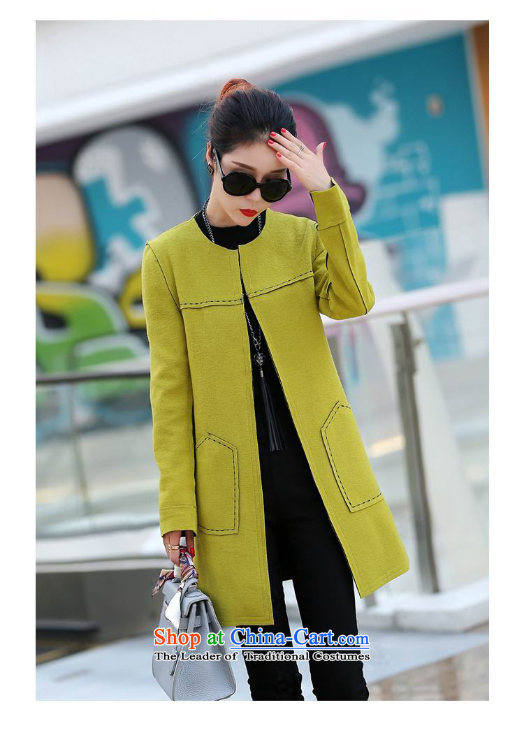 Love road-HI 2015 Autumn new stylish gross? round-neck collar coats long-sleeved solid color minimalist Korean Sau San video thin temperament wild in long elegant fresh female green XL Photo, prices, brand platters! The elections are supplied in the national character of distribution, so action, buy now enjoy more preferential! As soon as possible.