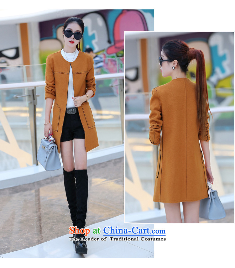 Love road-HI 2015 Autumn new stylish gross? round-neck collar coats long-sleeved solid color minimalist Korean Sau San video thin temperament wild in long elegant fresh female green XL Photo, prices, brand platters! The elections are supplied in the national character of distribution, so action, buy now enjoy more preferential! As soon as possible.