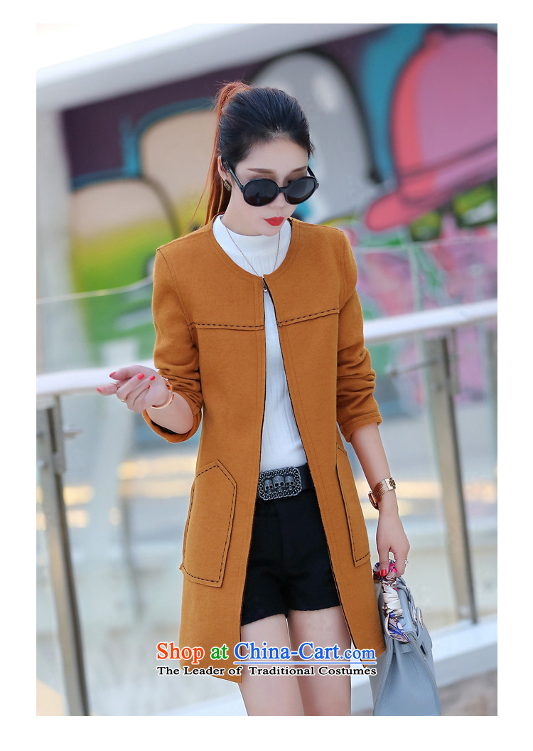 Love road-HI 2015 Autumn new stylish gross? round-neck collar coats long-sleeved solid color minimalist Korean Sau San video thin temperament wild in long elegant fresh female green XL Photo, prices, brand platters! The elections are supplied in the national character of distribution, so action, buy now enjoy more preferential! As soon as possible.