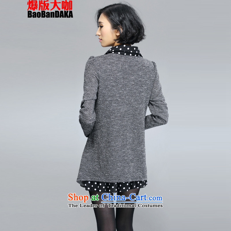 Burglary version of large coffee 2015 Autumn new larger thick mm thin long-sleeved lapel graphics knitwear leave two shirts 6010# XXXXL, gray explosions version of large coffee (baobandaka) , , , shopping on the Internet