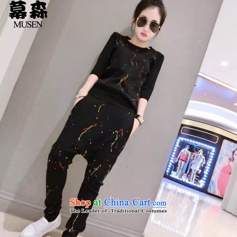 The sum of autumn 2015 Women's clothes Kit Harun trousers immersed 200 catties two kits can be wearing a black mm thickXXL