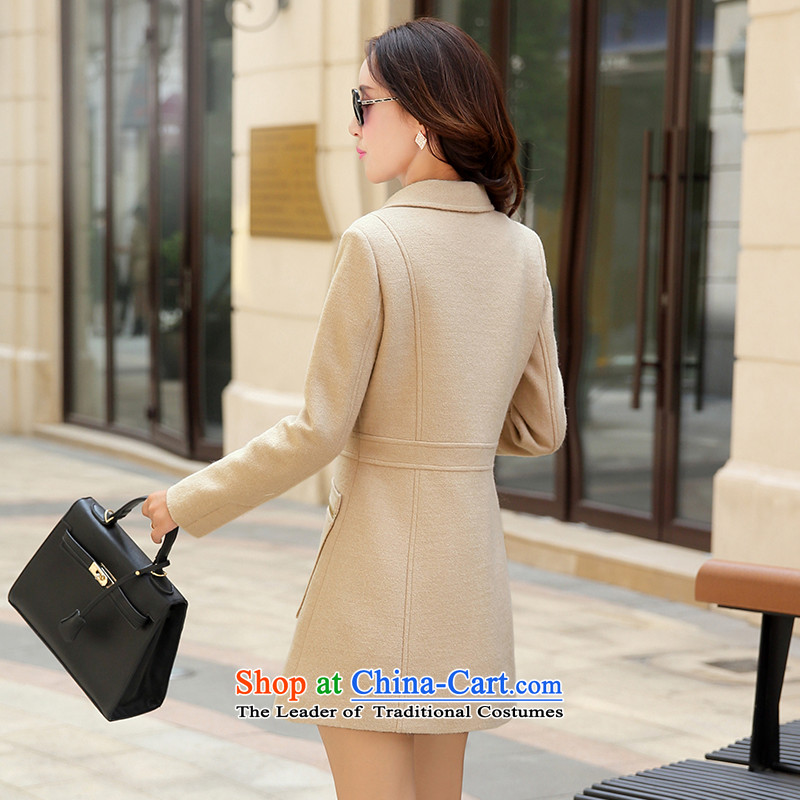 For autumn and winter 2015-heung-new ladies hair? Jacket Korean modern long-sleeved single row detained temperament, long thin graphics elegance of female gray overcoat? M to the Champs Elysees (QIAOXIANGER) , , , shopping on the Internet