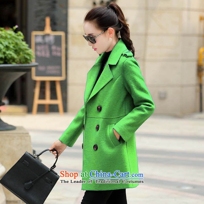 For autumn and winter 2015-heung-new ladies hair? Jacket Korean modern long-sleeved double-elegant graphics in temperament thin long hair? overcoat female pink M-QIAOXIANGER for Hong) , , , shopping on the Internet