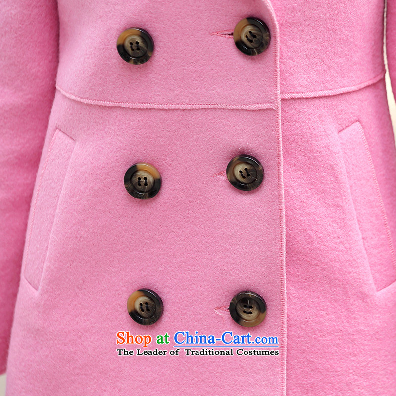 For autumn and winter 2015-heung-new ladies hair? Jacket Korean modern long-sleeved double-elegant graphics in temperament thin long hair? overcoat female pink M-QIAOXIANGER for Hong) , , , shopping on the Internet
