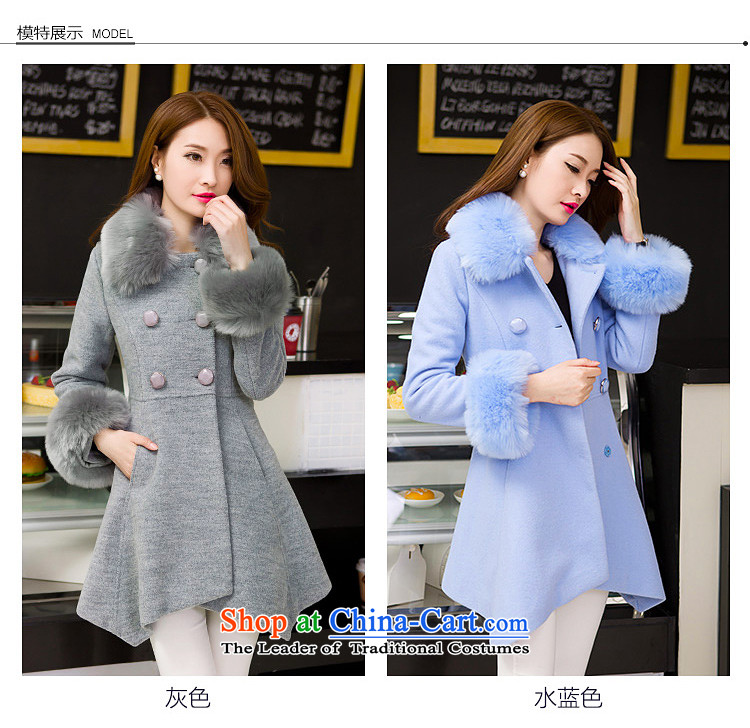 The Philippines attached to snow? female 2015 Women's coat on the new Korean winter Stylish coat in long hair? What gross coats female  M pictures, F215# gray price, brand platters! The elections are supplied in the national character of distribution, so action, buy now enjoy more preferential! As soon as possible.