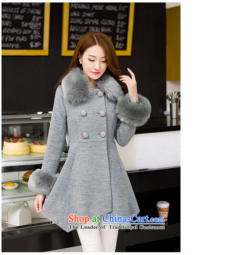The Philippines attached to snow? female 2015 Women's coat on the new Korean winter Stylish coat in long hair? What gross coats female  M pictures, F215# gray price, brand platters! The elections are supplied in the national character of distribution, so action, buy now enjoy more preferential! As soon as possible.
