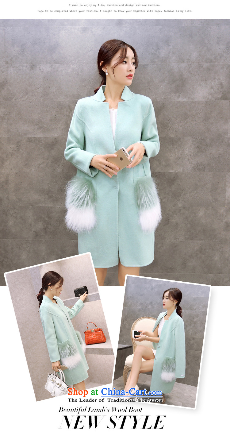 Yiu-Dan Ni Korea deviation 2015 autumn and winter new temperament big foxy Cashmere wool can pocket Maomao coats jacket, blue L pictures, female price, brand platters! The elections are supplied in the national character of distribution, so action, buy now enjoy more preferential! As soon as possible.