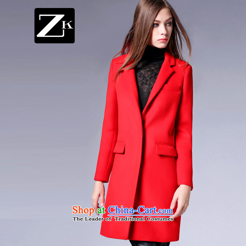 Zk gross? autumn and winter coats women 2015 replacing the new Western-style suit for pure color jacket in gross so long a wool coat red M,zk,,, shopping on the Internet
