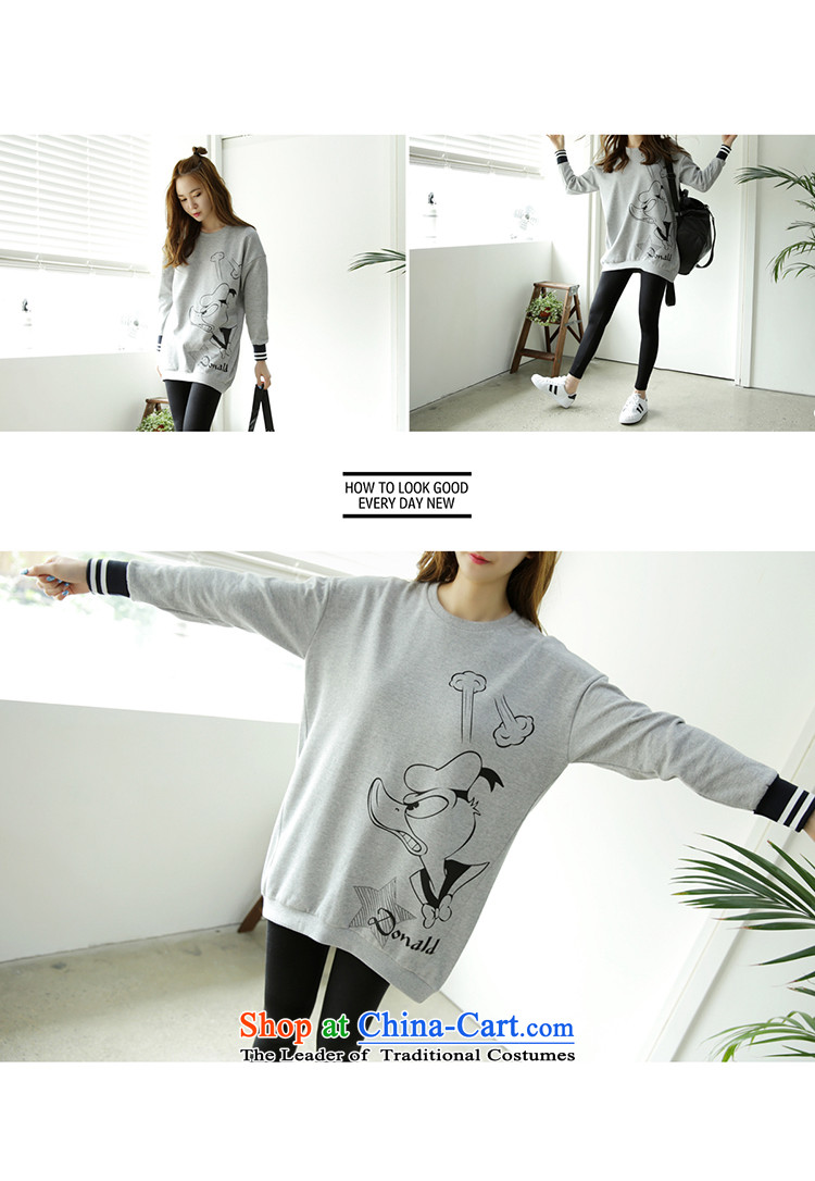 Elizabeth sub-autumn and winter to xl female new sweater pants, forming the two kits 200mm thick autumn load catty cartoon duck stamp in long T-shirt kit light gray 3XL picture, prices, brand platters! The elections are supplied in the national character of distribution, so action, buy now enjoy more preferential! As soon as possible.