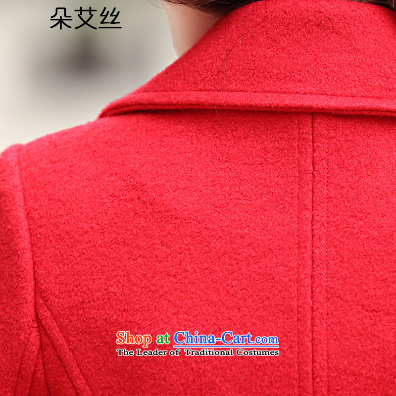 The latte macchiato HIV/wool coat women 2015 will fall and winter load new-long strap coats video thin thick hair beauty? jacket female wool a wool coat red flower HIV silk , , , M shopping on the Internet